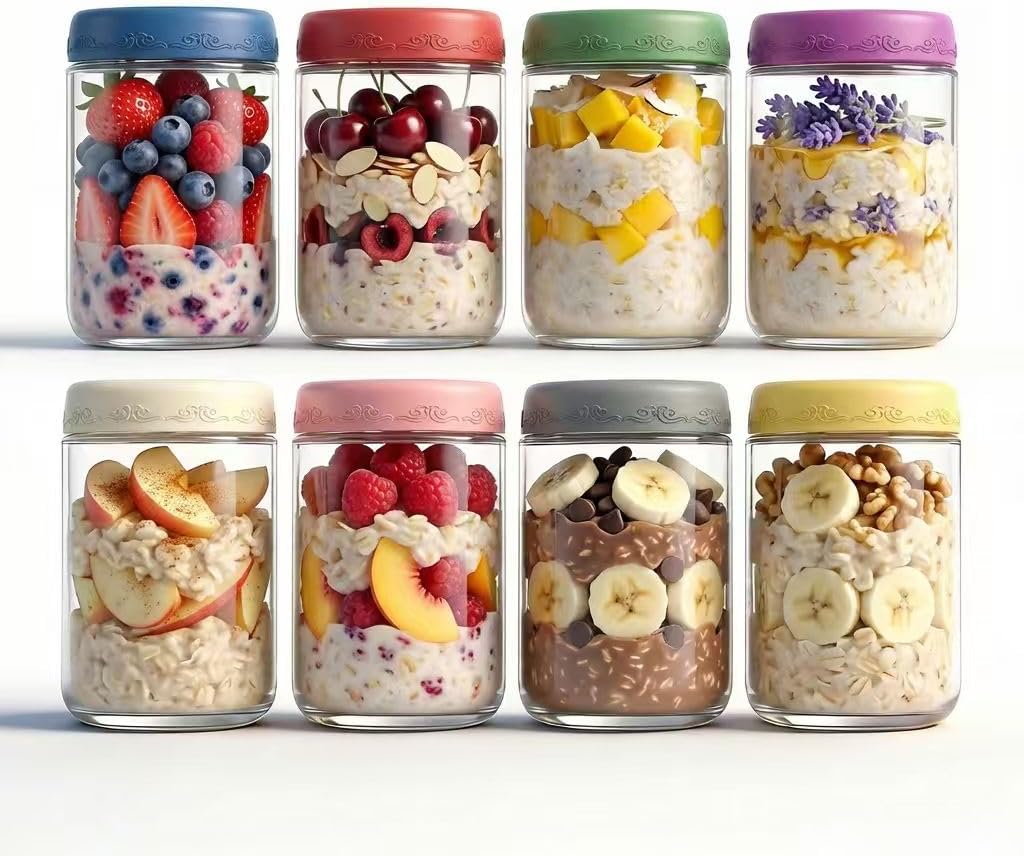 6-pack 16 oz Overnight Oats Containers with Lids