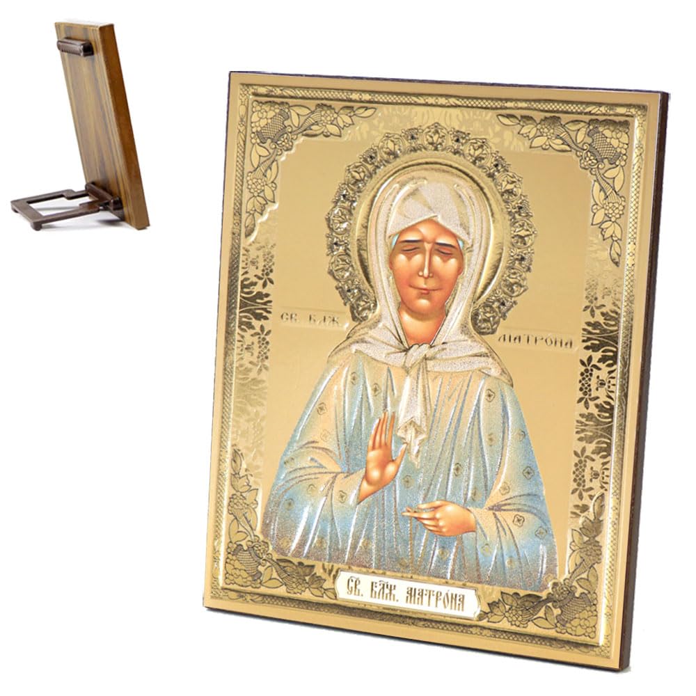 NKlaus Icon Matrona of Moscow Wooden 15 x 18 cm Saint Picture Art Picture 2033