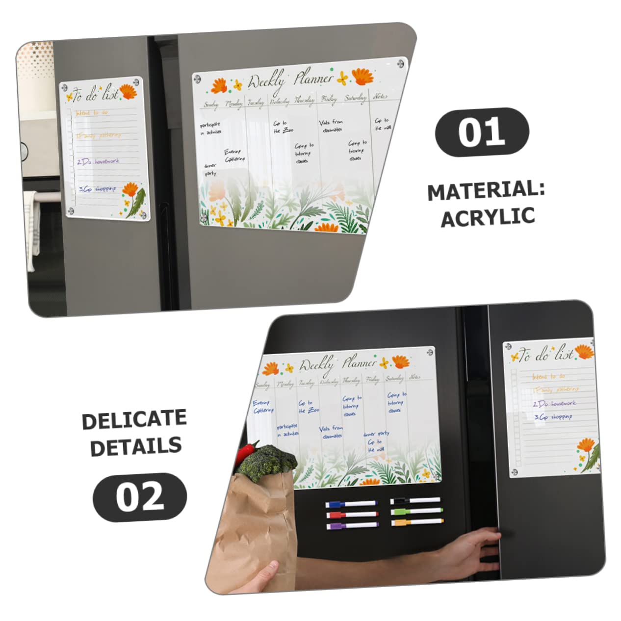 Magnetischer Kühlschrankkalender aus Acryl, Transparent, 8 Stück