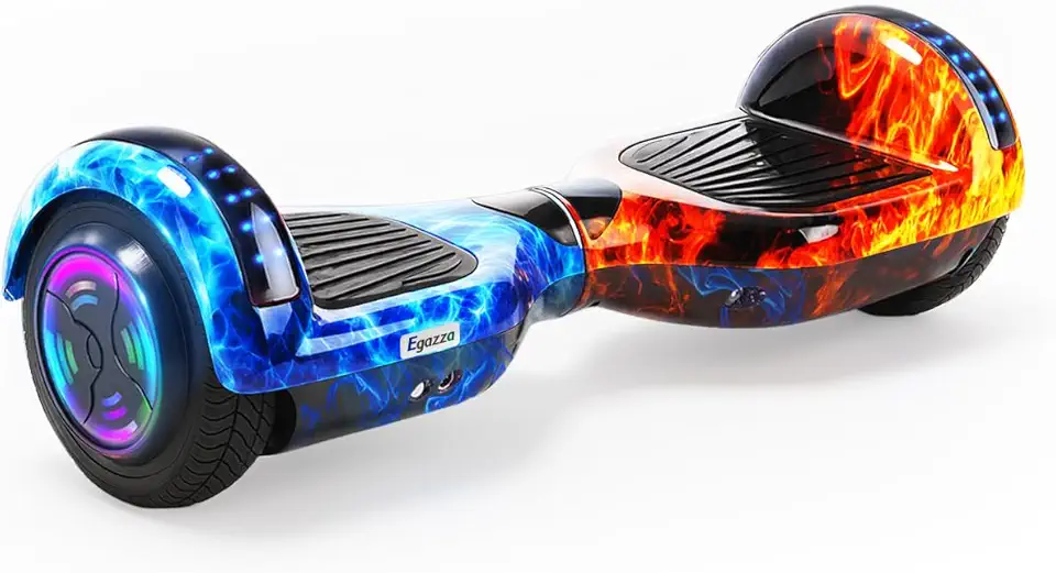 Egazza K5 Hoverboard Dança do Gelo e Fogo, Scooter de Equilíbrio 6,5” com Bluetooth e Luzes LED para Crianças e Adolescentes