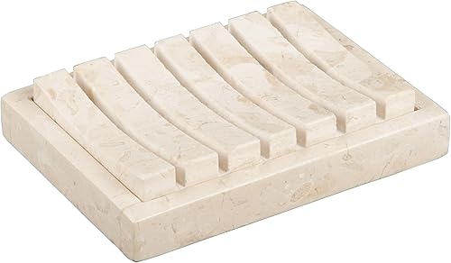 Creative Home Jabonera de mano de mármol de champán natural, bandeja de jabón para baño, encimera de baño, fregadero de cocina, organizador