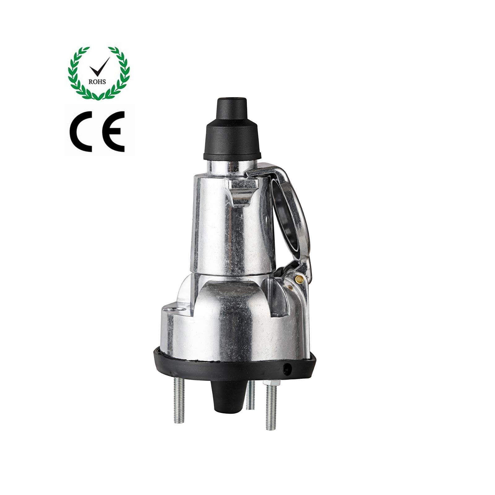 Spina e Presa per Rimorchio Metallo 7 Poli con Guarnizione in Gomma, 12V Connettore Presa Spina per Rimorchio Metallo 7 Poli Impermeabile, per Camion RV Barca Caravan (Lega di Alluminio)