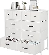 [ClutterFree] チェスト タンス 収納チェスト リビング 収納 洋服収納 大容量 4段10杯 100*30*98cm 箪笥 衣類収納 引き出し付き おしゃれ 収納ケース 木製天板 組立簡単 AG-CTG02 (4段10杯 白+白)