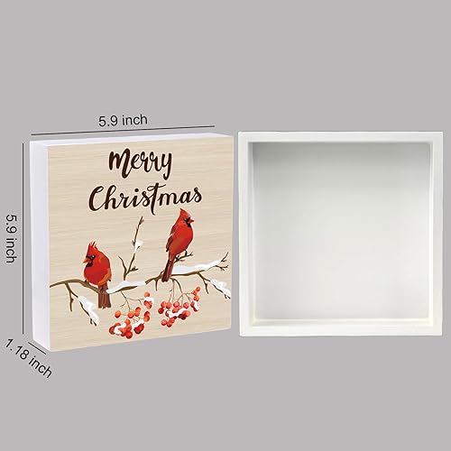 Miniatura 2 de Decoraciones de mesa de Navidad, decoración de Navidad, decoración de interiores, hogar, habitación, cardenales, oficina, baño, caja de madera,