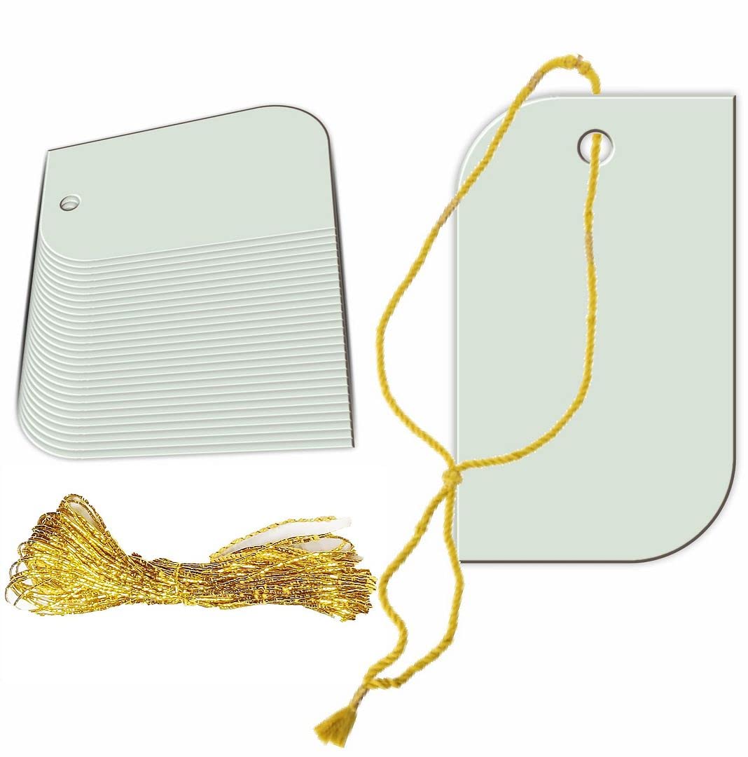 KREEPO Writable Tag with String for Gift Tag, Bookmark Tag Color-Lichen (7cm X 4.5cm) (200pcs)