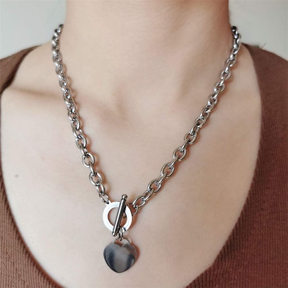 WangGao Elegent Love Stainless Steel Link Chain Blank Heart Charms Necklace for Women Toggle Clasp Closure - Image 7