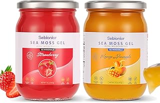 Sea Moss Gel Essential Vitamins, Trace Minerals, Vegan superfoods, jams, Jellies, and Sweet sauces Gifts (Strawberry) +（Mango