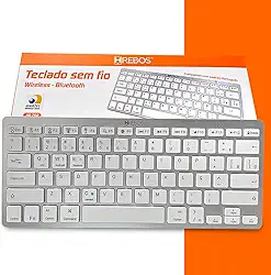 Teclado Sem Fio, Bluetooth, Ultra Slim, Silencioso, Layout ABNT2, Compatível com Windows, Mac, Android e iOS, Design Moderno, Para Tablet, Celular, Computador, Note, Teclas 'Ç' e “COMMAND', Metalizado