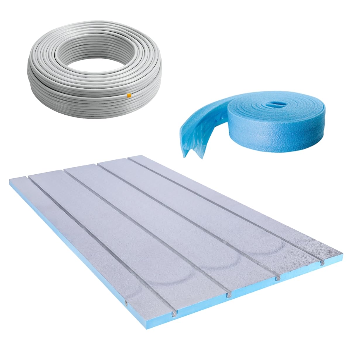 Belvit Fußbodenheizung Trockenbau Set, 15 m² | XPS 500 Systemplatten 25 mm mit Aluminiumkaschierung, Warmwasser Heizsystem ohne Estrich, Metallverbundrohr 16 mm