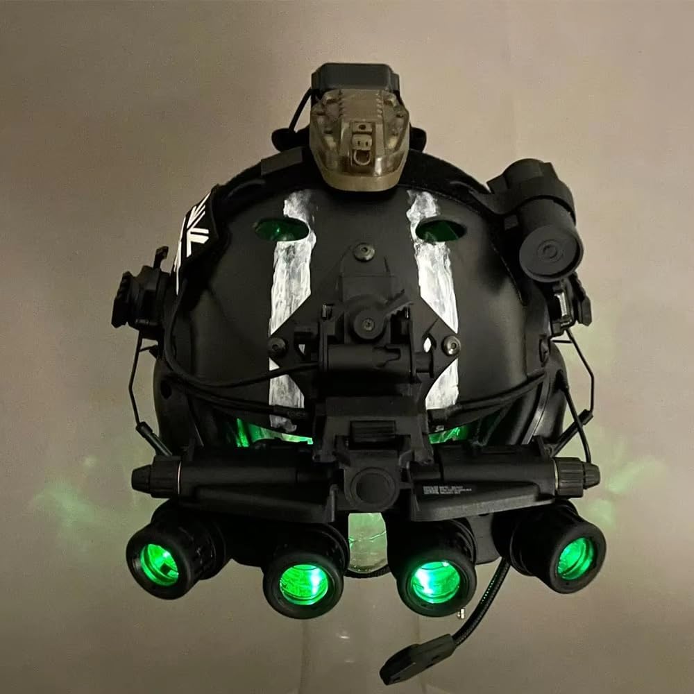 Tactical GPNVG18 Night Vision Four-Eye NVG Model - Green Eyes Visible Set with PVS31 Battery Case for Cosplay Display