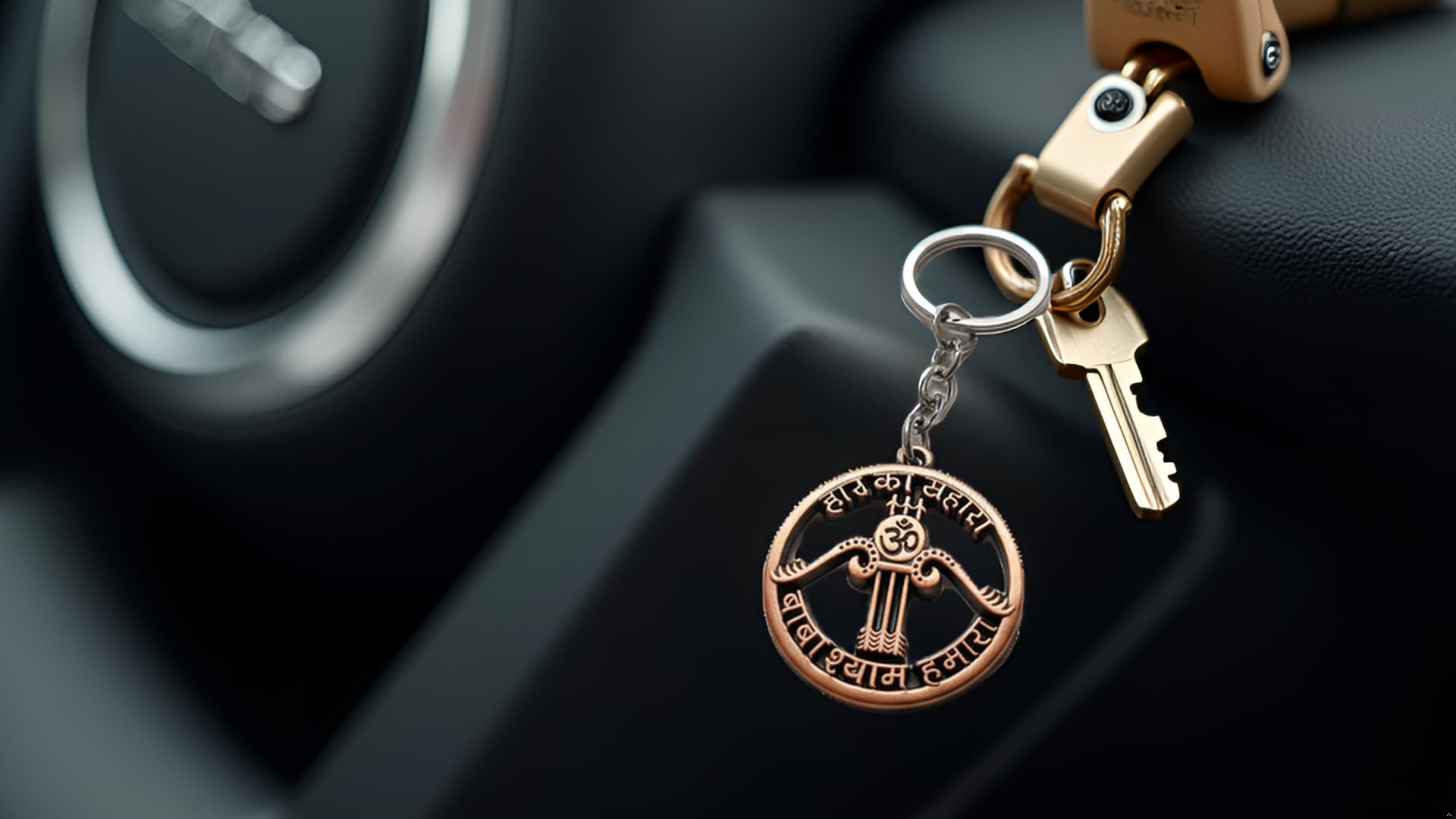 Hare Ka Sahara Baba Shyam Hamara Copper Metal Keychain for Car Bike Bag Religious Key Holder-image-39