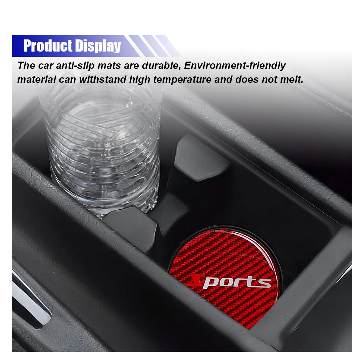 2PCS Car Cup Holder Coaster 2 85 Inch Carbon Fiber Cup Holder Insert Coaster Pad Non-Slip Embedded Cup — view 6