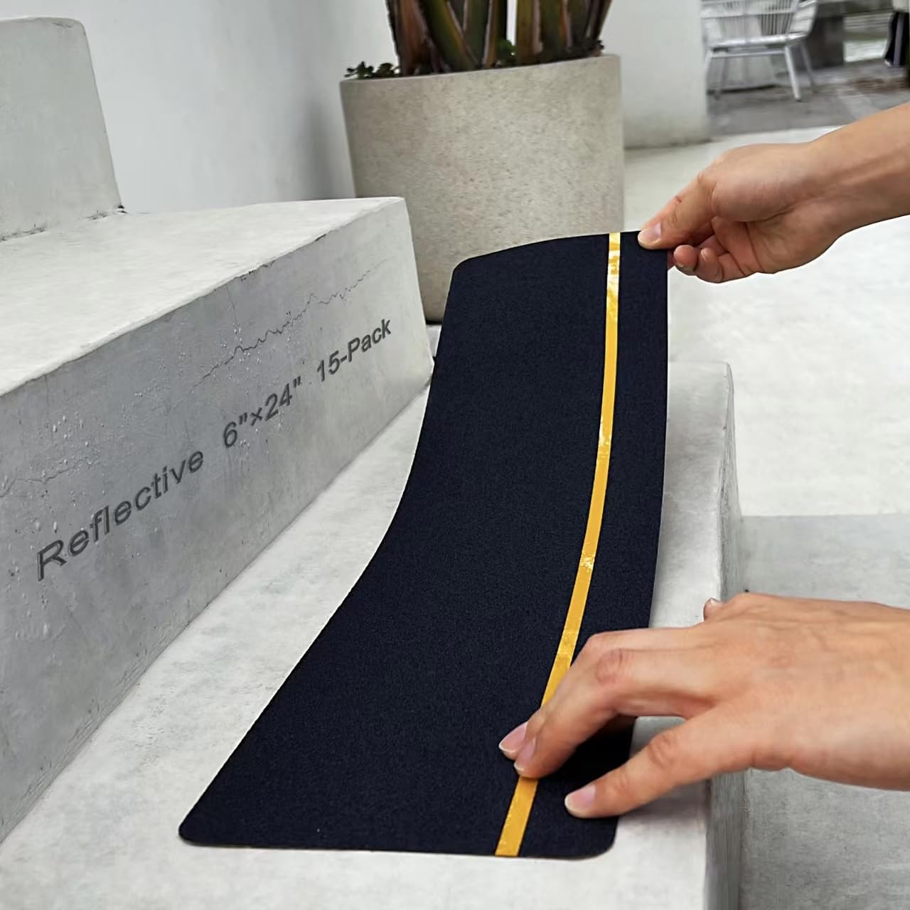 S&X Anti Slip Stair Treads 15-Pack, 15cm x 61cm Pre-Cut Anti Slip Tape Outdoor Waterproof for All Slippery Surfaces