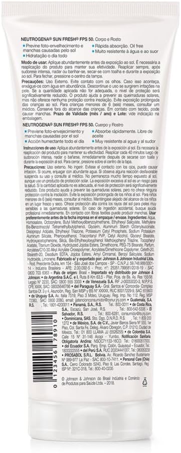 Neutrogena Sun Fresh Protetor Solar Corporal, FPS 50, 200ml