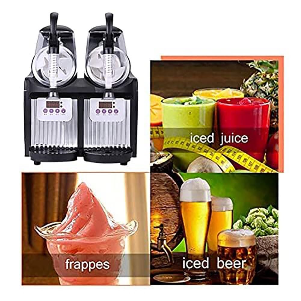 Máquina de granizado de hielo comercial, máquina for hacer granizados congelados profesional con tanque de 2,5 Lx2, máquina for hacer margaritas de bebidas congeladas de 300W, refrigeración eficiente