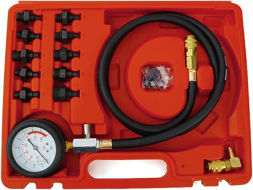 Shkalacar Oil Pressure Tester Tool, Oil Pressure Gauge kit, 13pcs Pressure Test Diagnostic Tools, Auto Repairing Cylinder Pressure Tester Car Garage Tool Oil Pressure Detection Gauge