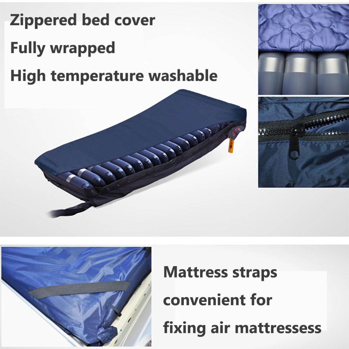 Colchón de presión alterna, colchón de Aire Wave Jet, colchón Inflable antiescaras para Cama Individual con Bomba silenciosa