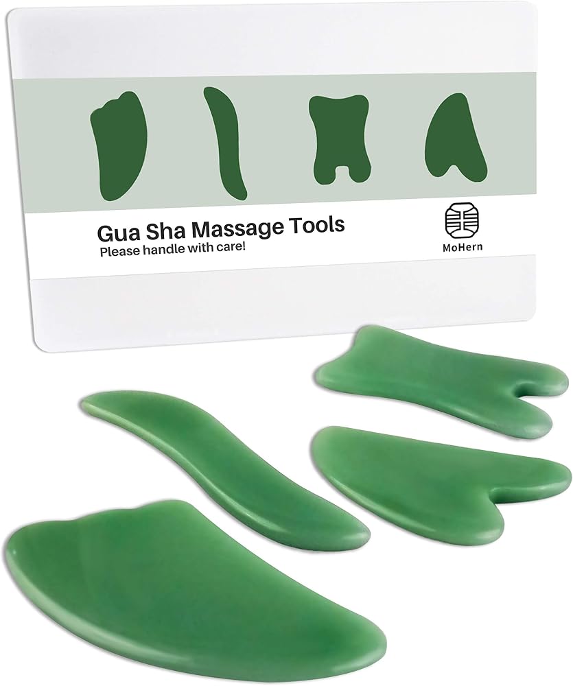Gua Sha Massage Tools, 4 Pcs Gua Sha Tools of Multi-Shapes, Guasha Scraping Massage Tools for Face and Body