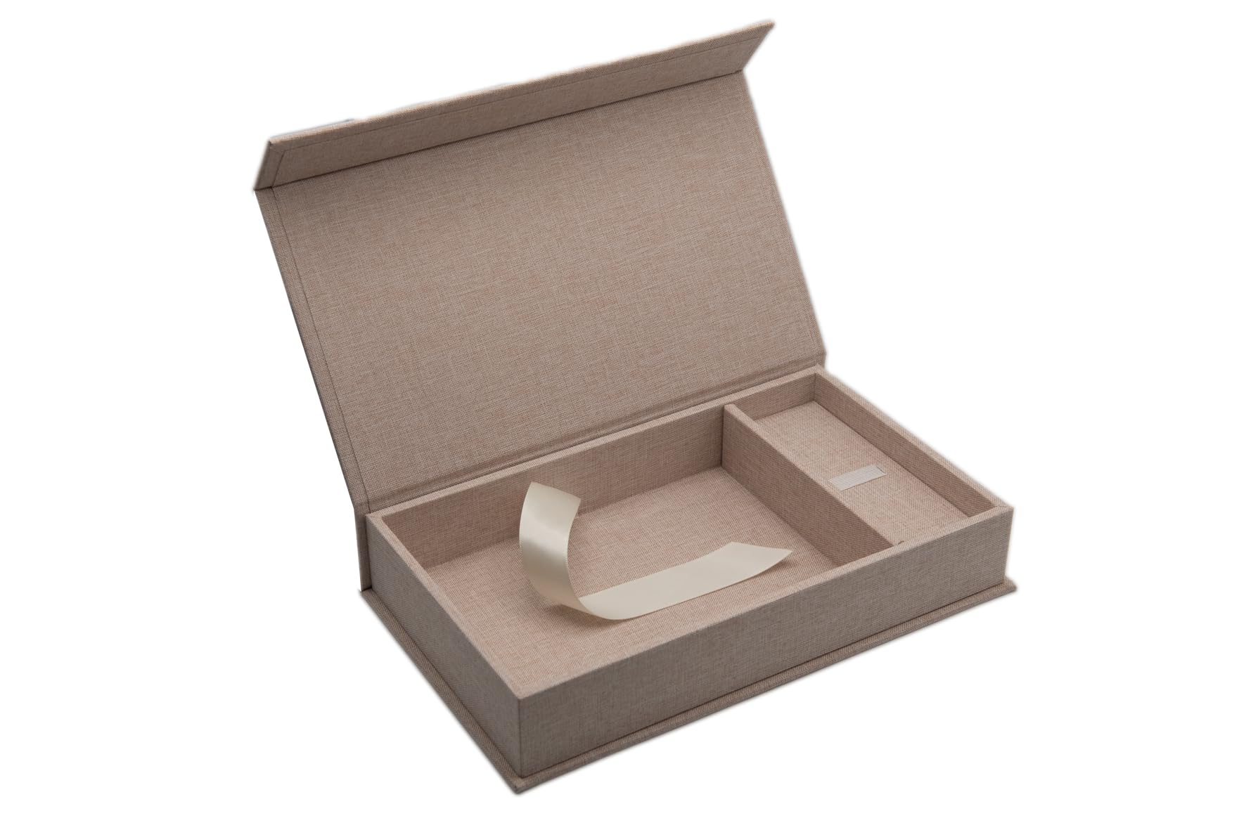 Erinnerungsbox mit USB Slot. Geschenkbox für USB-Sticks und Fotoabzüge 13x18cm, Aufbewahrungsbox Hochzeitsbox, Fotobox, Fotogeschenk, 26x15 cm (Beige)