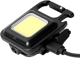 Small COB Flashlight,Portable Mini Pocket Magnetic Light for Camping Tent | Rechargeable LED Carabiner Keychain Flashlights with Folding Bracket Bottle Opener and Magnet Base Synyey