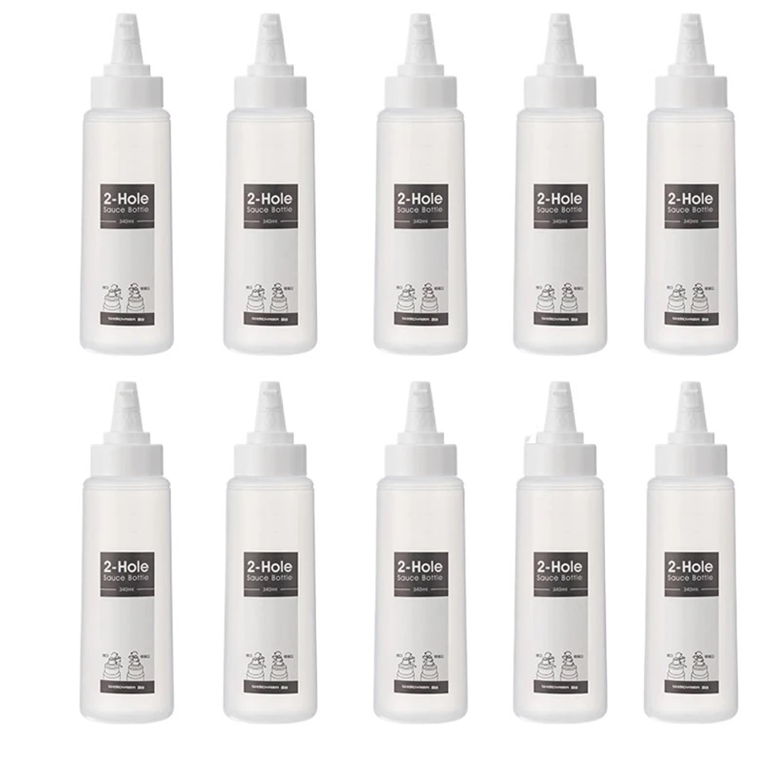 Bottiglia Squeeze Bottiglia di Salsa da 340 ml Bottiglie spremere for condimento for Ketchup Senape Salse piccanti Dispenser for Miele Ampolla for sugo Gadget Cucina(340ml 10pcs)
