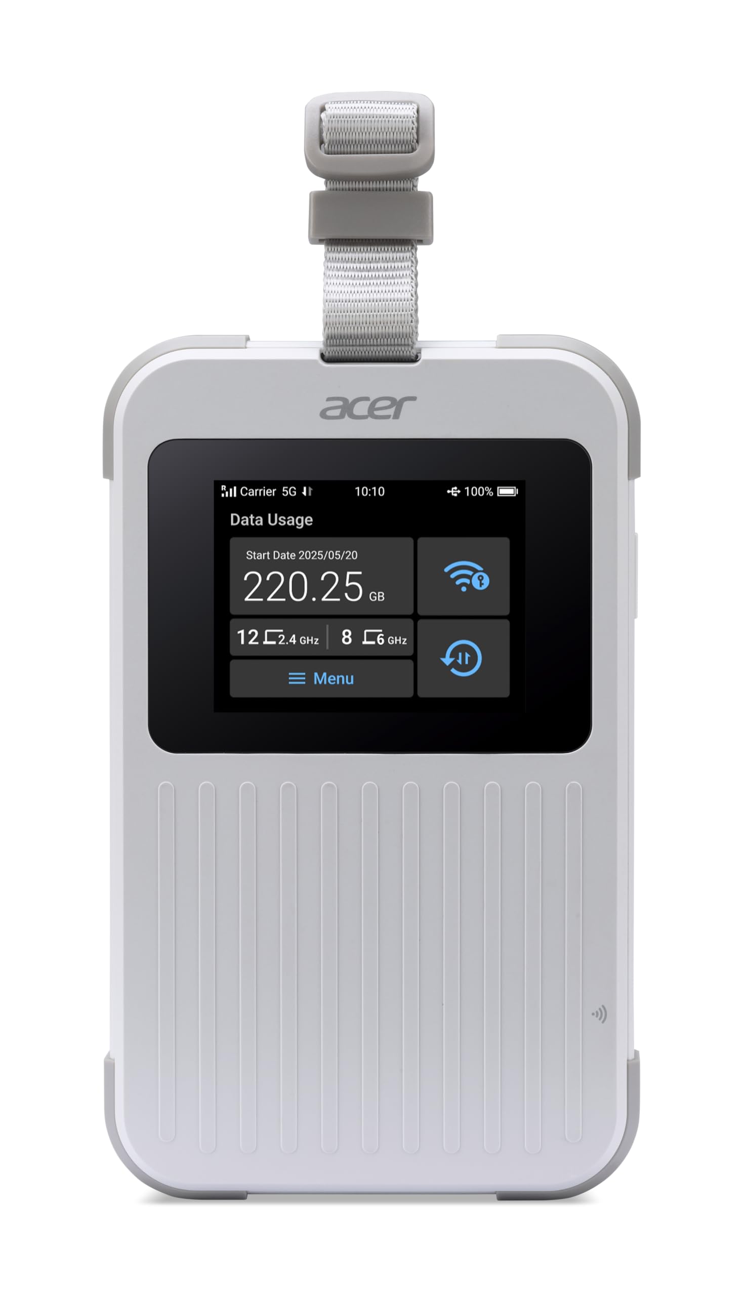 Acer, Connect M6E, Mobiler 5G Wi-Fi Hotspot, Globales 5G, TRI-SIM-Unterstützung, Wi-Fi 6E, Tri-Band, bis zu 20 Geräte, Touchscreen, Weiß