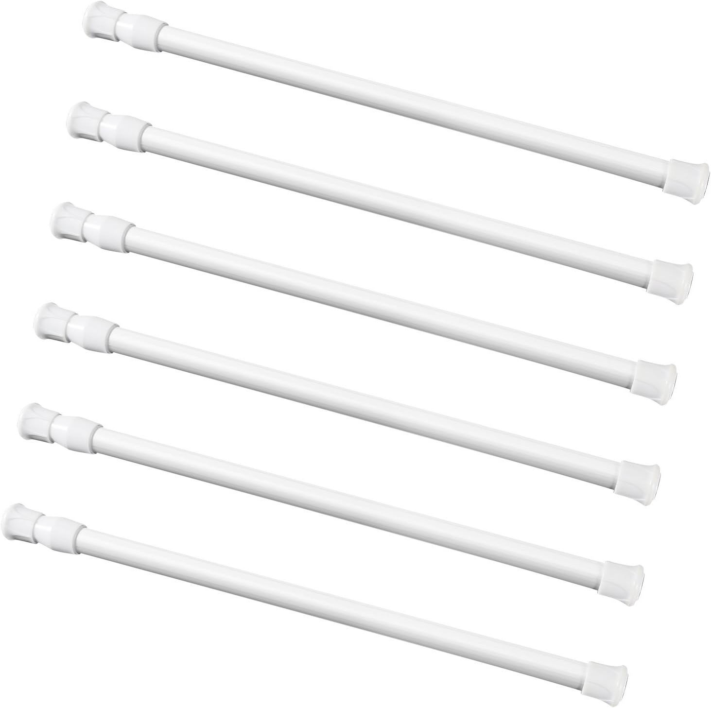 4 Pack Blu-Pier Tech Spring Tensions Curtain Rods 18-28 inches Adjustable Length,Small Short Curtain Rod For Window,Kitchen,Doorway