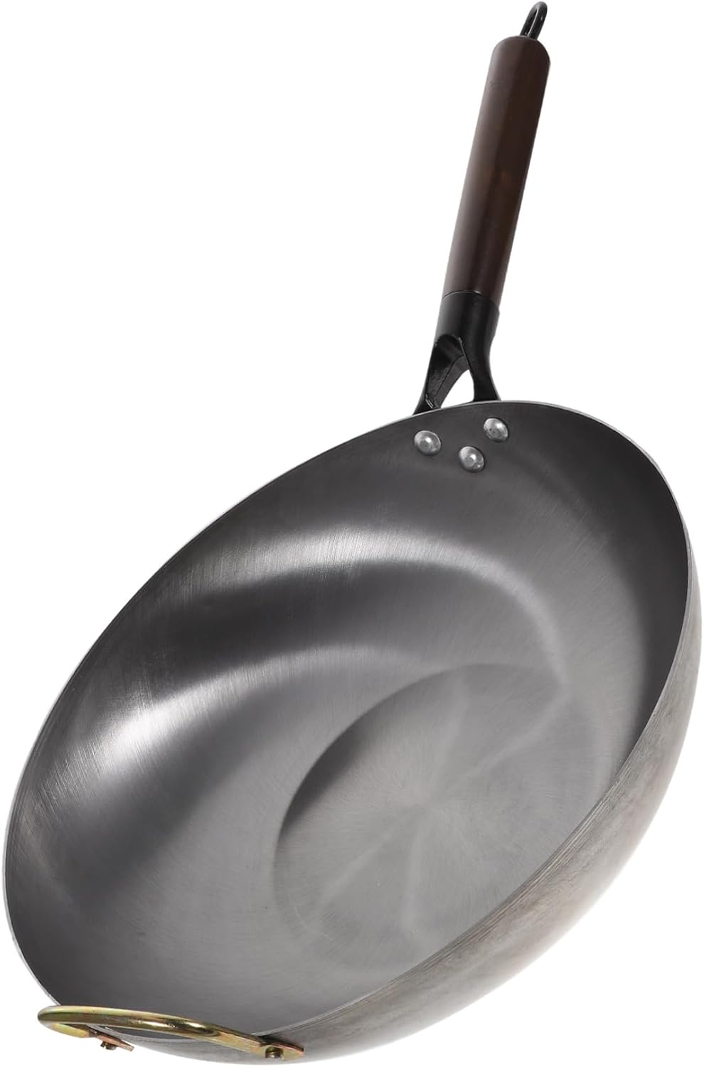 Flat Bottom Iron Wok Non Stick Cooking Pan with Comfortable Handle Thicken Design for Frying Boiling Steaming for All Stoves and Kitchen Cooking Accessories