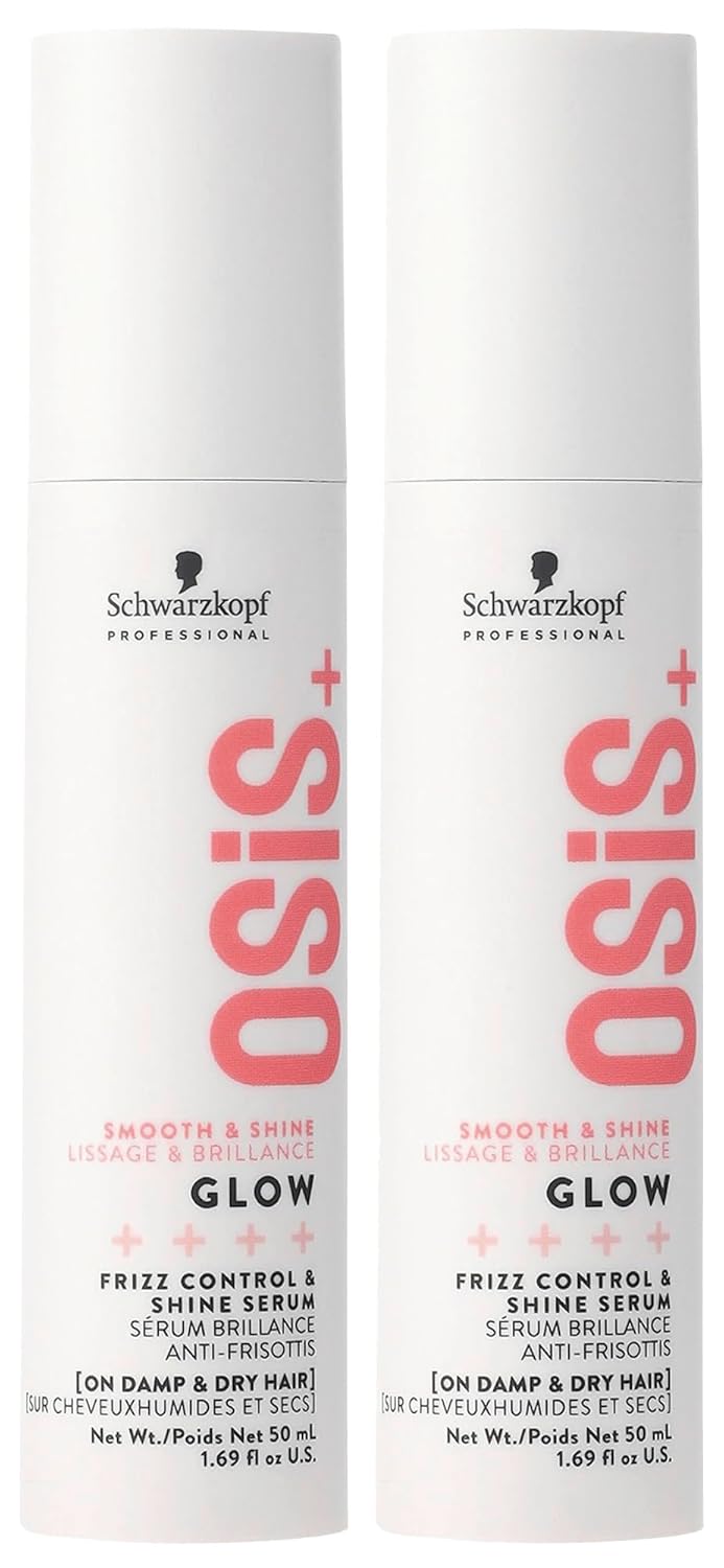 OSiS+ Glow Anti-Frizz Shine Serum - Lightweight Heat Protection & Frizz Control for All Hair Types
