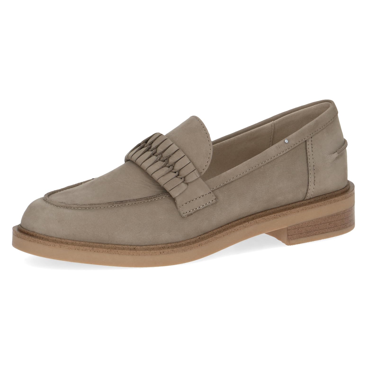 CAPRICE Women's Leather Loafers with Block Heel, Beige (Beige Nubuc), 4 UK