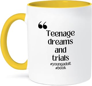 3dRose, Teenage dreams and trials - genre - Young Adult, 15oz Two-Tone Yellow Mug