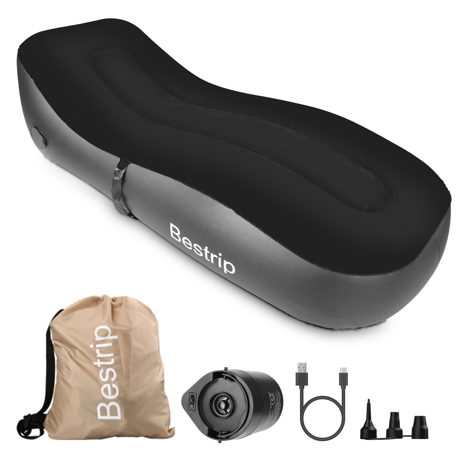 Bestrip Aufblasbares Sofa Aufblasbar Liege, Aufblasbar Luftbett mit elektrischer Luftpumpe, Aufblasbare Couch Camping Sofa,geeignet für Drinnen Draußen (180 * 70 * 50cm)