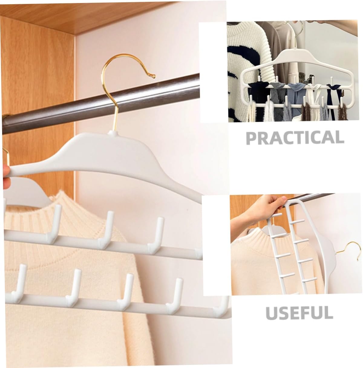 IMIKEYA 2pcs Belt Storage Hanger Multi-Hook Organizer for Women's Scarves Men's Ties Closet Shelf Space Saving Hangers
