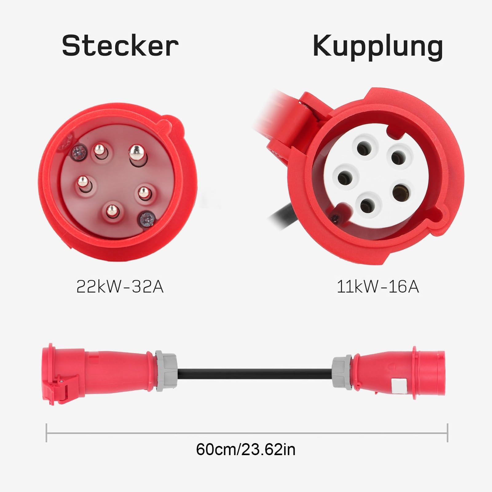 Adattatore CEE A 5 Pin Ad Alta Corrente Impermeabile per Costruzioni da 32 A A 16 A Camping Garden 220-380 V 240-415 V