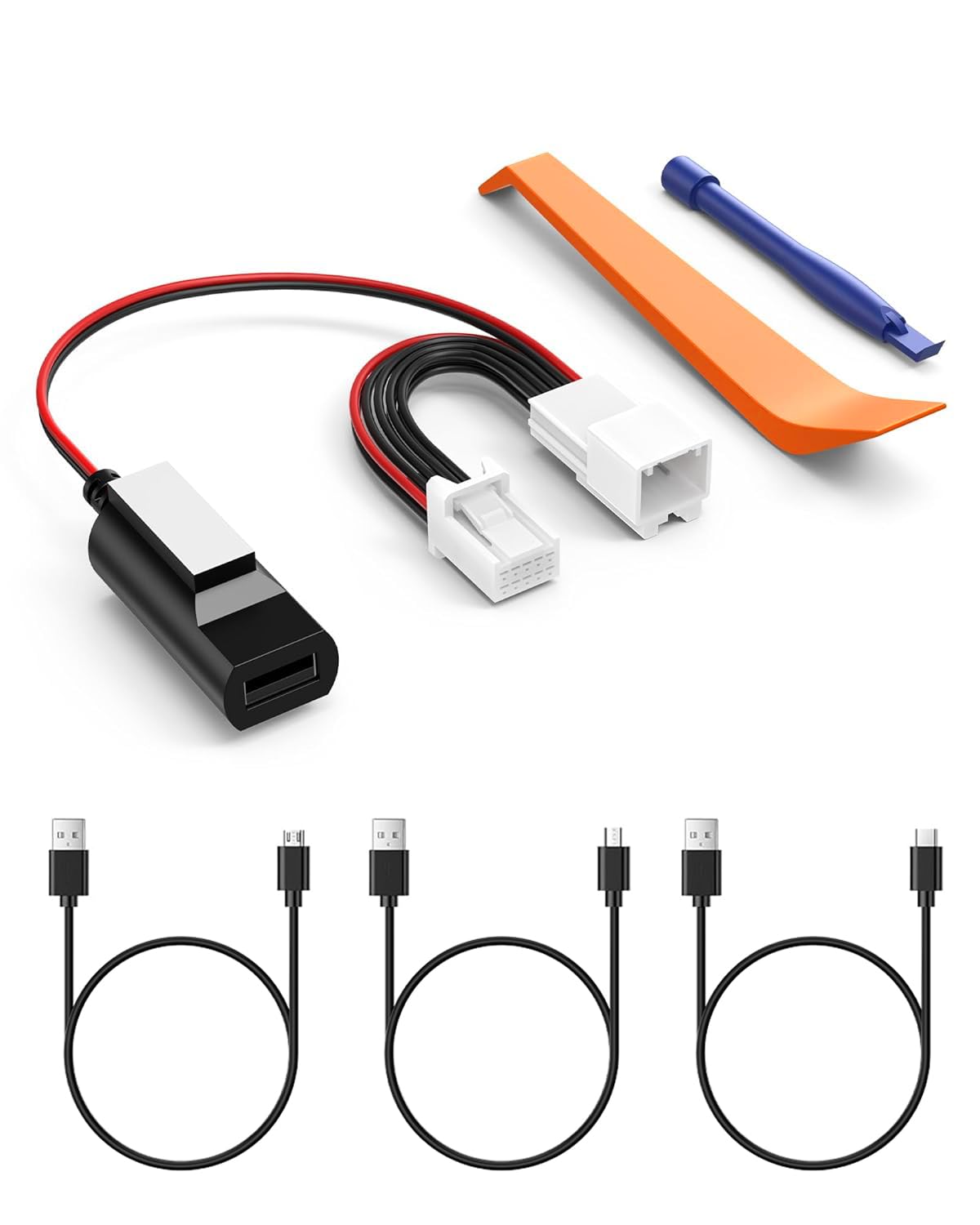 VASTHOME DashCam Power Adapter 10-pin Type B for Toyota Tacoma Subaru Forester Lexus Models car Rearview Mirror Dash Cam Power Adapter with 3 USB Cable