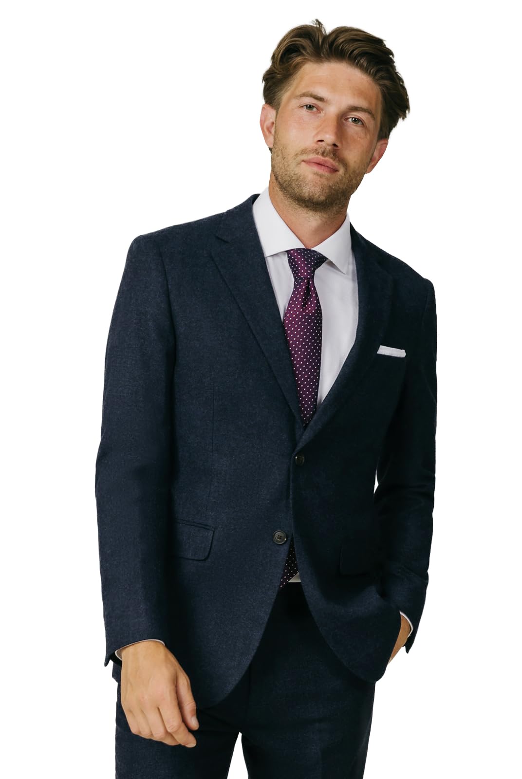 Dobell Mens Navy Donegal Tweed Jacket Regular Fit Notch Lapel-46L