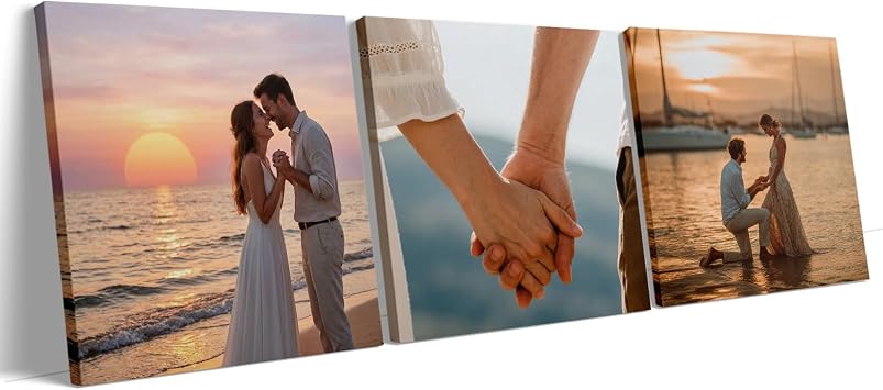 ZHIYANGY 3 Piece Personalized Photo Canvas Wall Art, Custom Prints for Pet & Family Pictures, Custom Portrait Decor for Living Room & Bedroom