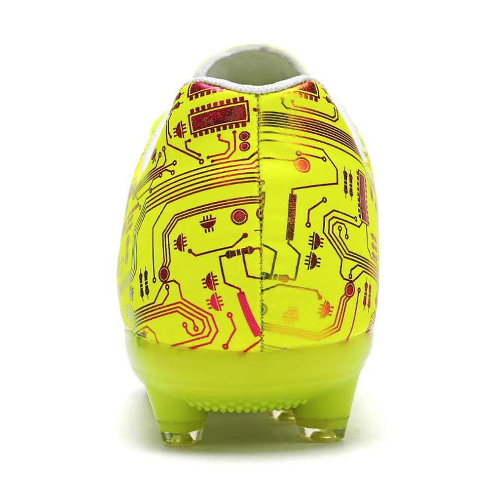 MAUGELY Men's Women's AG Sports Soccer Cleats Wear Resistant Training Shoes Non-Slip for Children Yellow 11.5/10 US