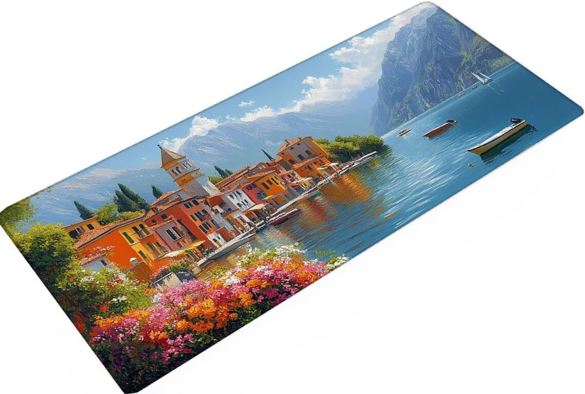 Alfombrilla Ratón Azul Alfombrilla Escritorio Costero Mouse Pad Gaming Duradera, Mouse Pad Grande Gaming Mejora Precisión y La Velocidad, Antideslizante Desk Mat para PC, Oficina 1600x800x3mm Y2-341