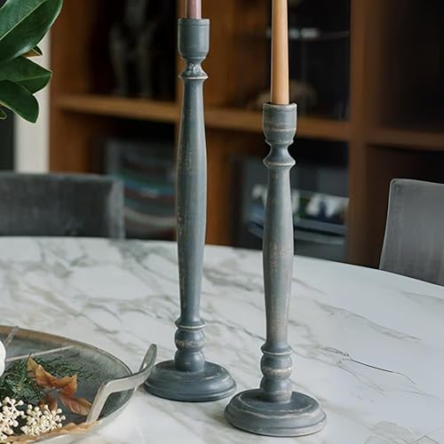 Miniatura 12 de CG Hunter Portavelas hecho a mano, juego de 3 portavelas cónicos de madera natural, portavelas cónicos para candelabros, exhibición en la entrada