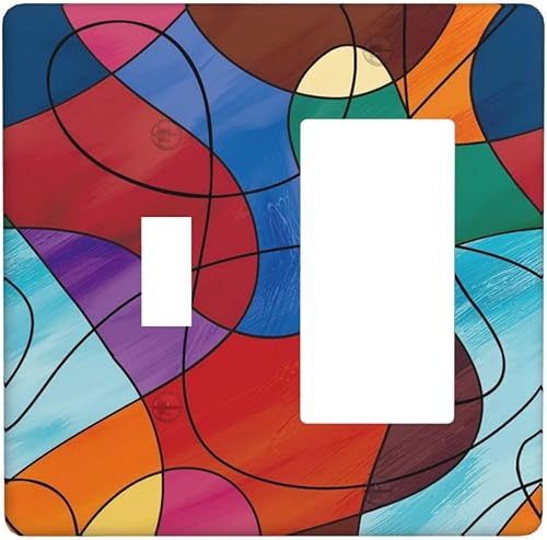 Miniatura 105 de Cubiertas de interruptor de luz de palanca simple de los años 70, estilo bohemio vintage con sol, arcoíris, retro, hongo, floral, de 1 gang, placas