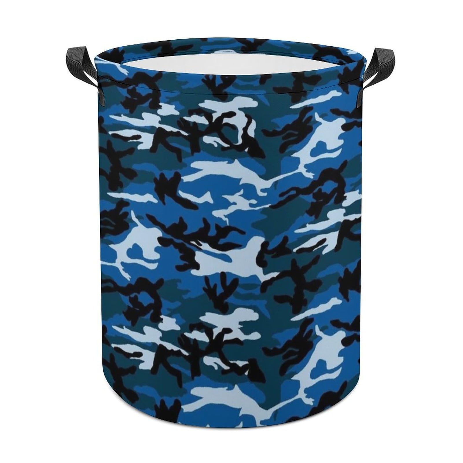 MHYRAC Laundry Hamper, Blue Camo Laundry Basket, Washing Basket with Handle