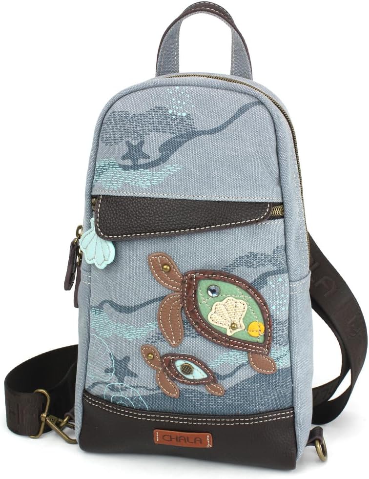 CHALA Canvas Sling Bag Women RFID Protected Canvas Crossbody Backpack with Adjustable Strap