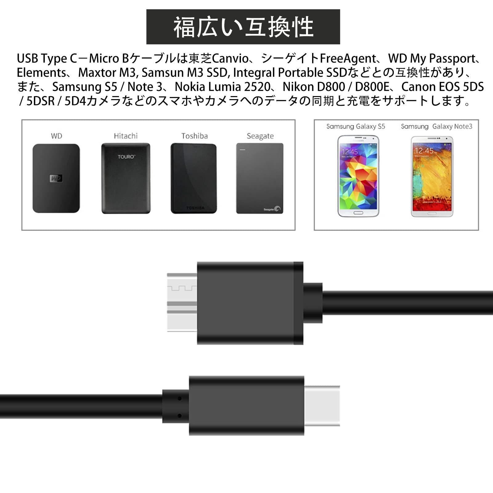 Amazon.co.jp: USB Type C to USB 3.0 変換ケーブル (0.2m) USB C 外