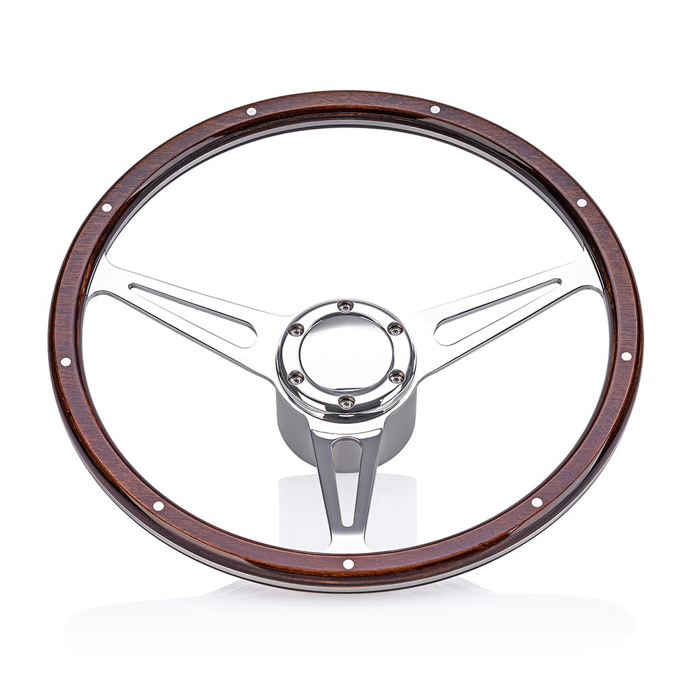 PREMIUM MILLE 5052 Bootslenkrad Holz in Mahagoni Optik inkl. Adapter passend für alle Boote mit Teleflex Ultraflex Lenkungen Steuerrad Bootssteuer