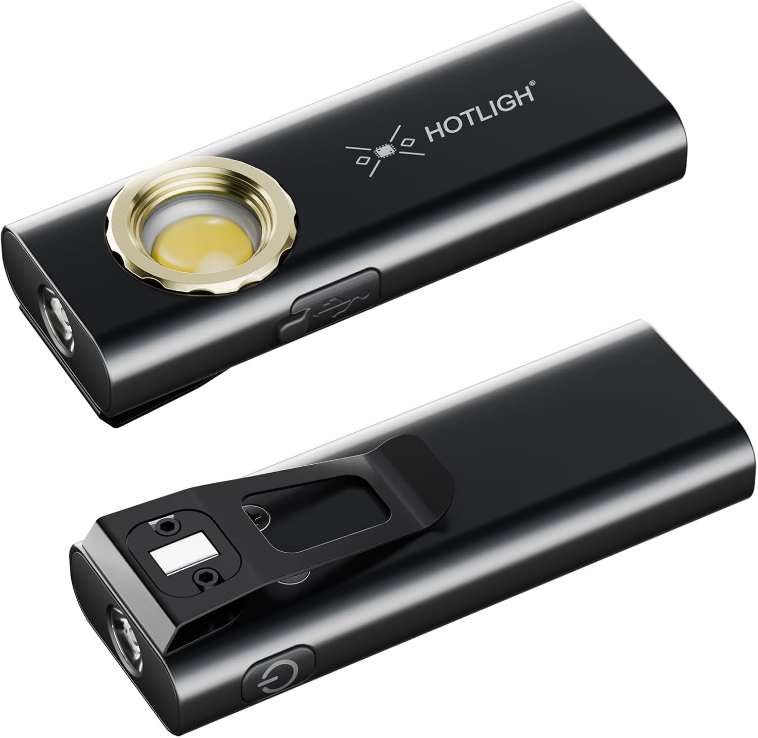 HOTLIGH ZF6767 Rechargeable Pocket Flashlight 2Pack - 1000LM LED Flashlight Rechargeable, Small Pocket Light with Clip & Magnetic Base, EDC Flashlight for Outdoor, Night Walking, Emergency