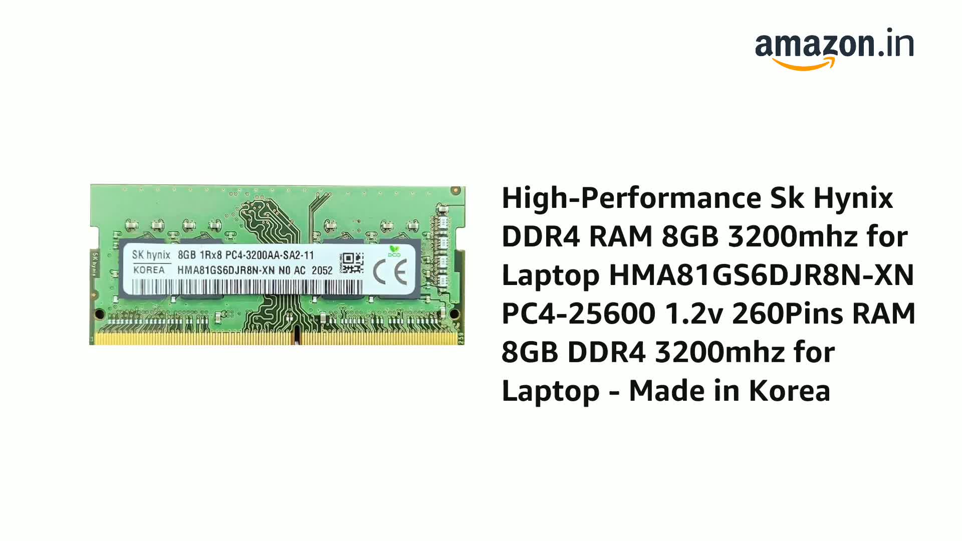 Amazon.in: Buy High Performance DDR4 8GB RAM Laptop 3200MHz |1.2v