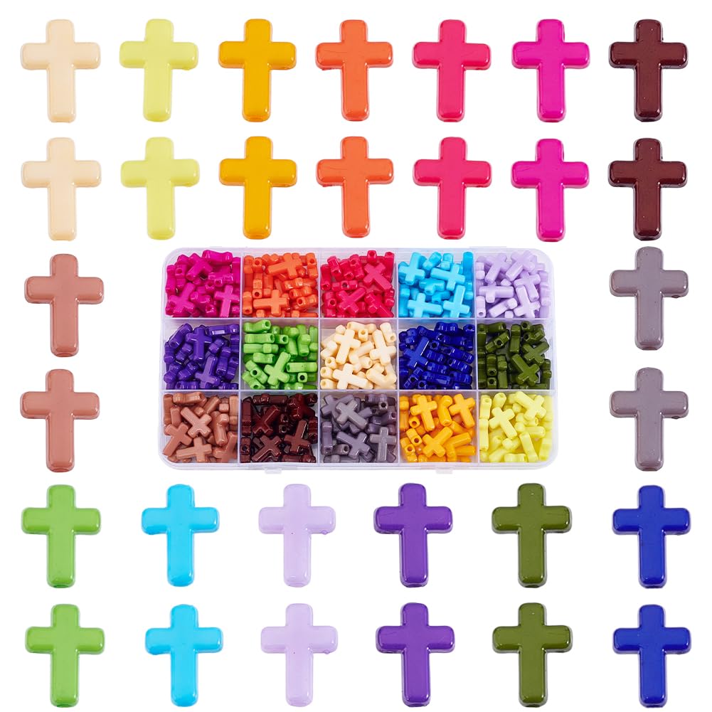 Perles en forme de croix pour cadeaux personnalisés, lot 300 breloques colorées de dévotion