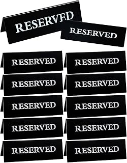 12PCS Acrylic Reserved Table Sign for Wedding, Double Side Table Tent Guest Reservation Seat Signs 5.9 x 2 Inches Reserve Seating Signs for Restaurant Chairs Wedding (Black)