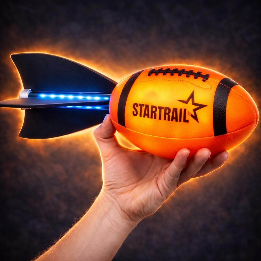 Glow in The Dark Football | Rechargeable Ultra-Bright LED Light-Up Football for Kids & Teens Ages 6+ | Outdoor Fun for Evening Play, Camping & Beach Games
